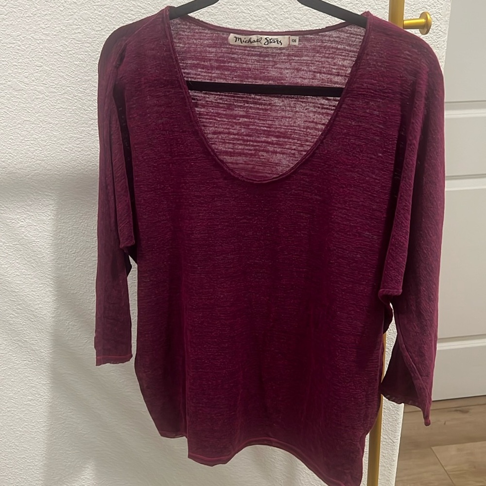 Michael Stars One Size Long Sleeve Purple Shirt Top Blouse